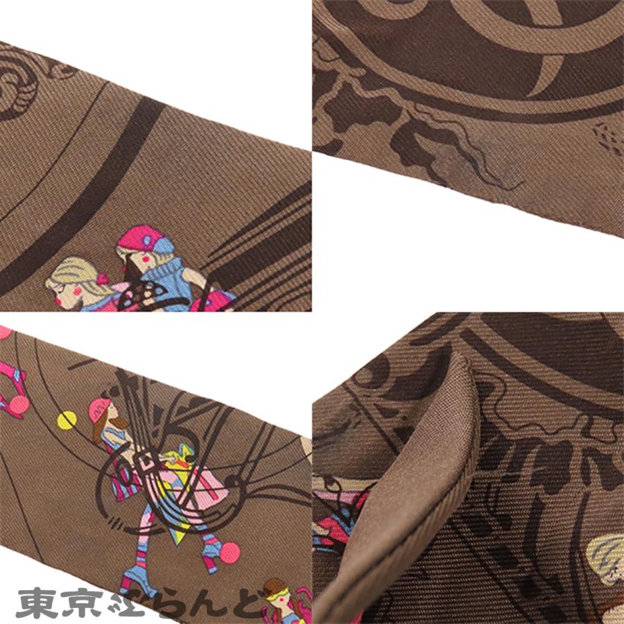 HERMES ツイリー スカーフ ブラウン系 HERMES（エルメス） ツイリー ブラウンxマルチカラー シルク エクス