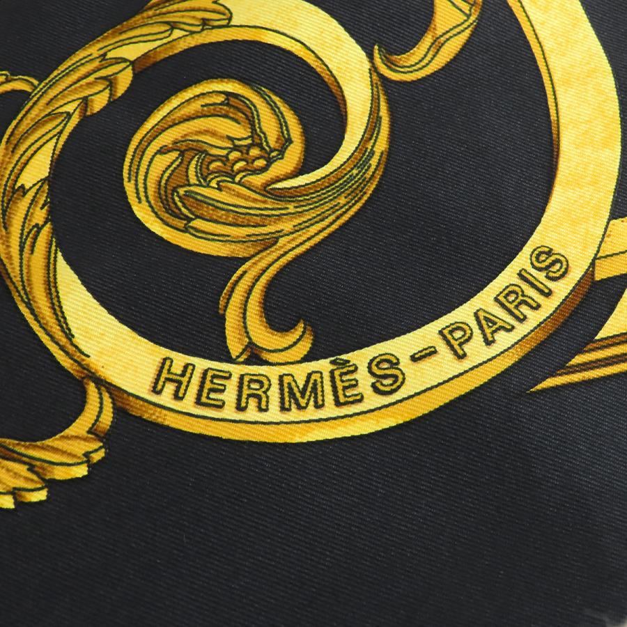 HERMES（エルメス） カレ 90 ブラックxイエロー シルク LES TUILERIES