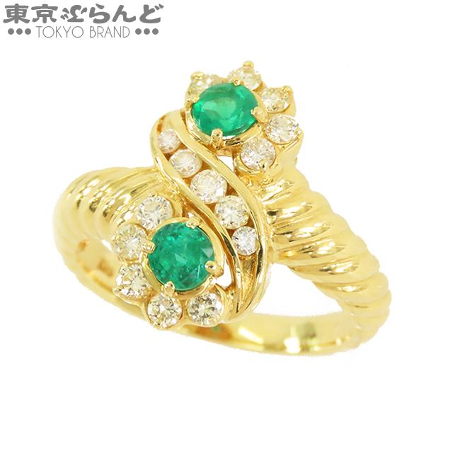 最終お値下げ　k18エメラルド ダイヤモンド リング 12号 k18 エメラルド ダイヤ リング #12号