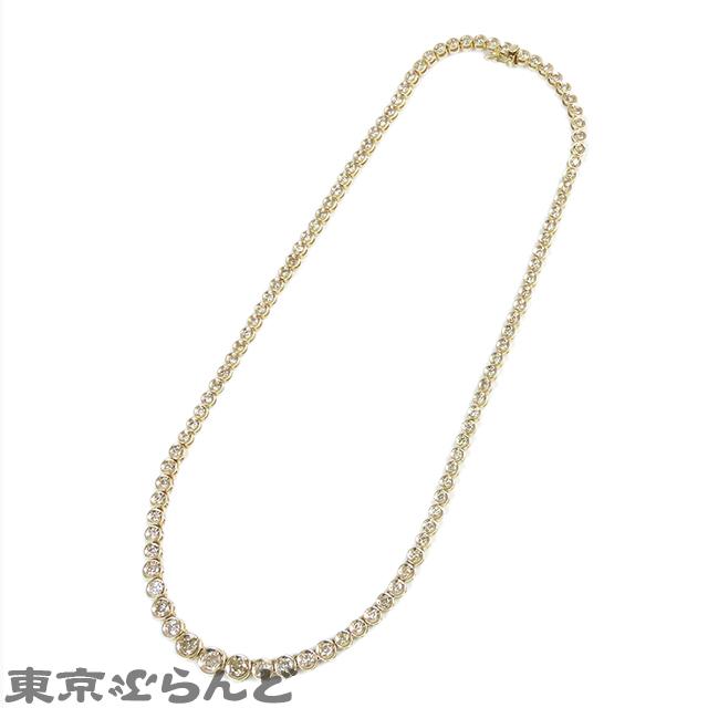 テニスネックレス イエローゴールド K18YG ダイヤモンド 103PD 5.00ct