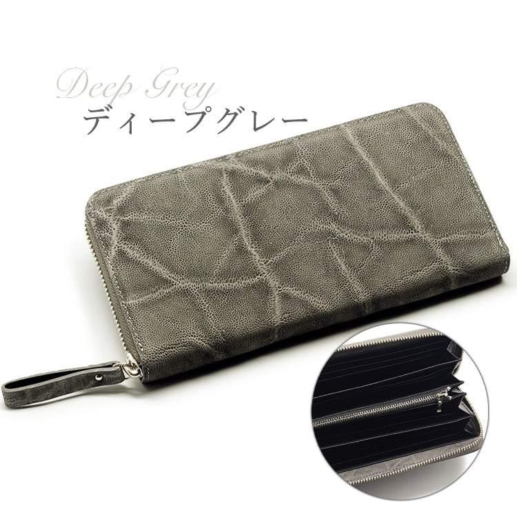 エレファント 長財布 象革 ゾウ革 ラウンドファスナー 財布 メンズ ...