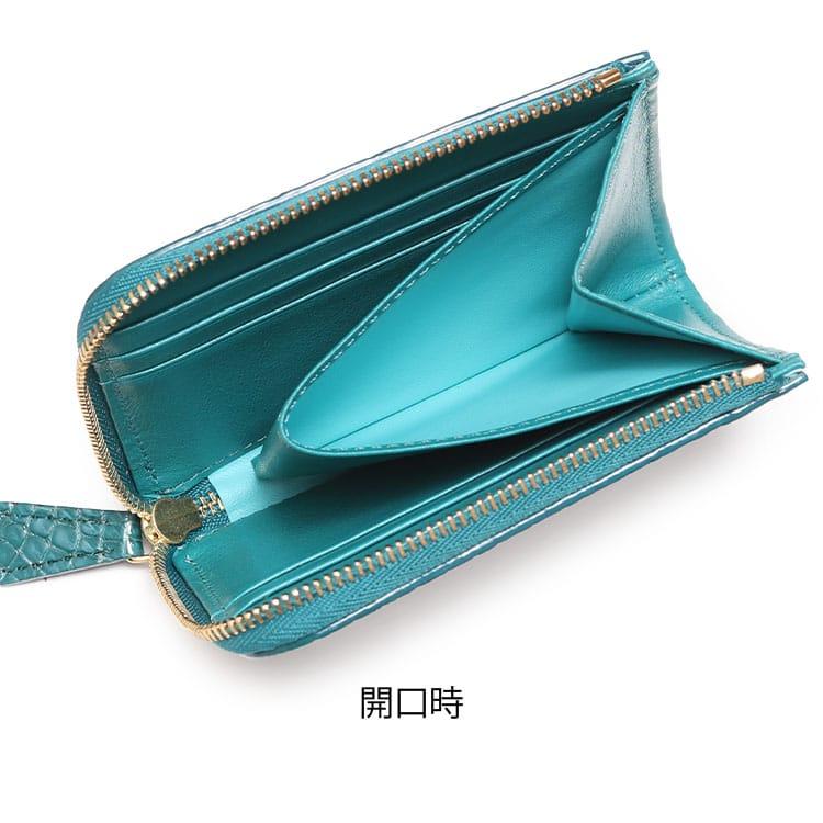 【three2four】紫藍 ポロサス クロコ コンパクト 財布  希少 three2four】紫藍 ポロサス クロコ コンパクト 財布 コイン 希少