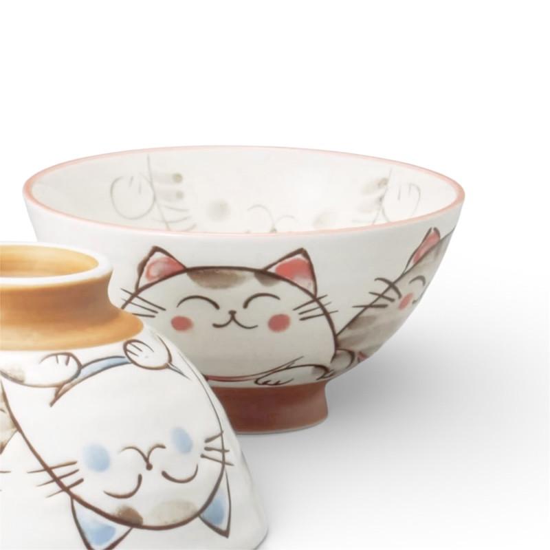 茶碗セット 夫婦茶碗 ご飯茶碗 おしゃれ ペア 粉引ミケ ねこ 茶碗