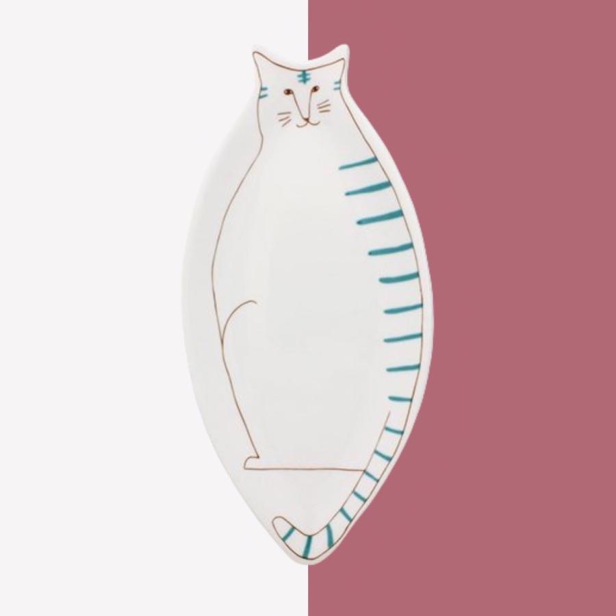 九谷焼 ハレクタニ ねこ皿 大皿 おしゃれ 猫 ネコ皿 食器 日本製