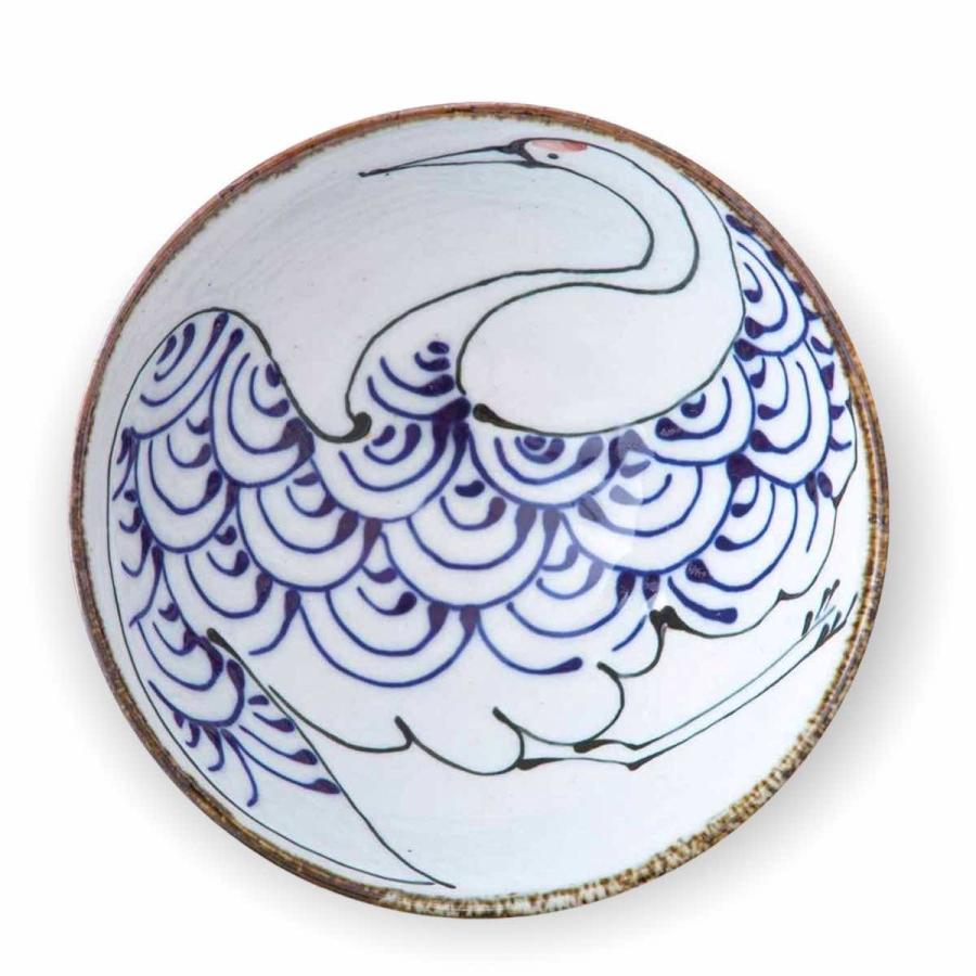 茶碗 鶴の絵 陶器 和食器 kotohogi くらわんか碗 鶴 茶碗 おしゃれ 波佐見焼 日本製 正月食器