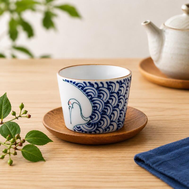 kotohogi そばちょこ 鶴 おしゃれ 蕎麦猪口 波佐見焼 日本製 正月食器