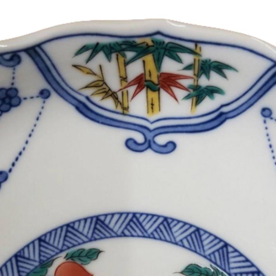 九谷焼 6号皿揃 染付瓔珞紋花鳥 5枚セット 大皿 皿 セット おしゃれ 和