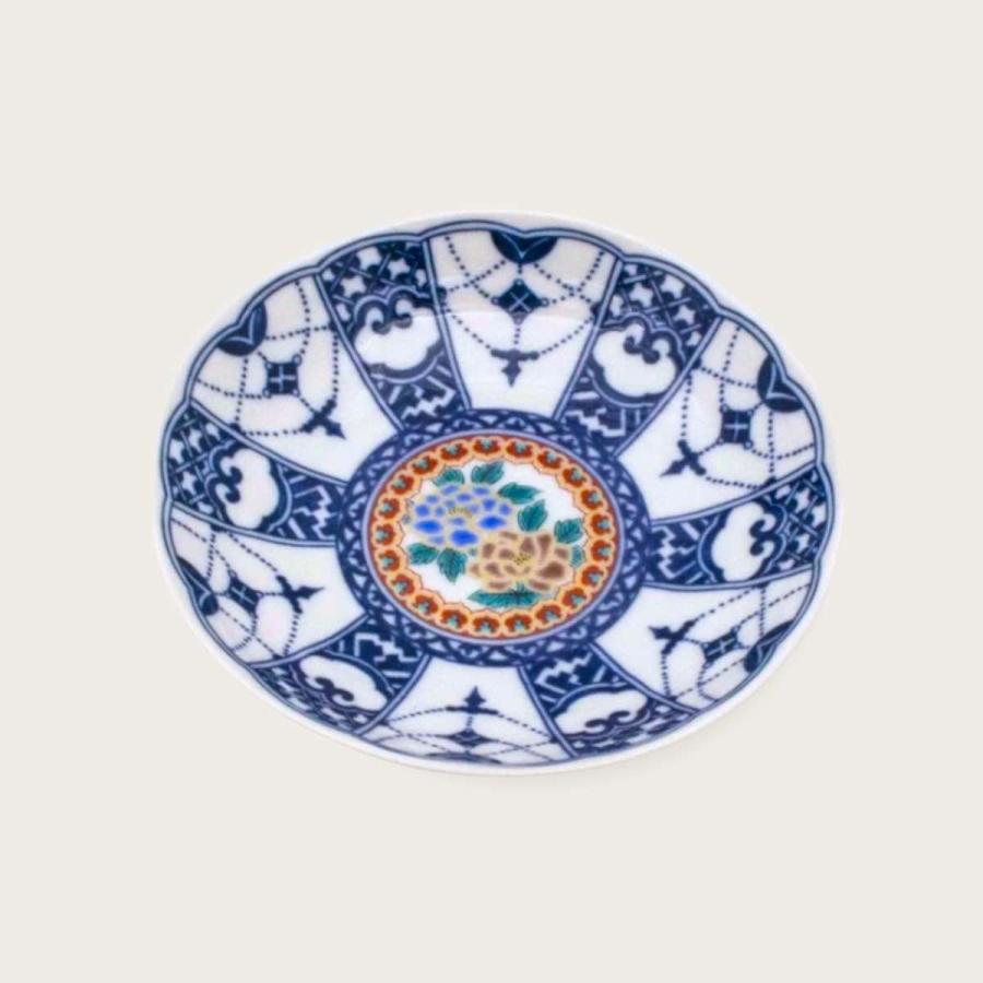 4号皿揃 染付瓔珞時代画風 九谷焼 皿 5枚セット 取り皿 和食器 4号皿揃 染付瓔珞時代画風 九谷焼 皿 5枚セット 取り皿 和食器