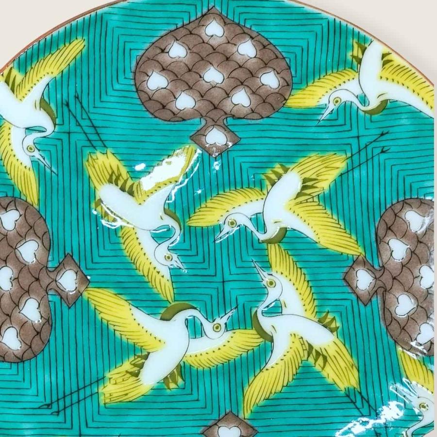 九谷焼 青郊窯 皿 5号皿揃 古九谷名品絵変わり 5枚セット 中皿 九谷焼 青郊窯 皿 5号皿揃 古九谷名品絵変わり 5枚セット 中皿