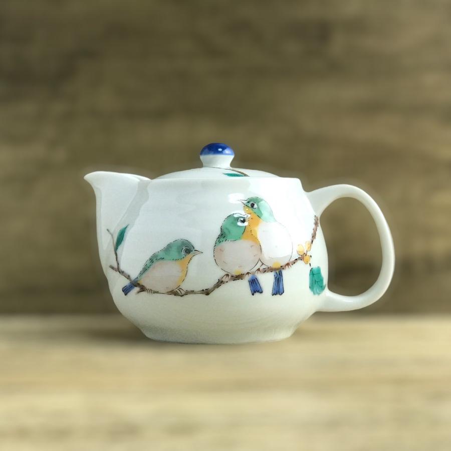 九谷焼 めじろ 急須 おしゃれ 北欧 かわいい 鳥 ポット 茶こし付 日本