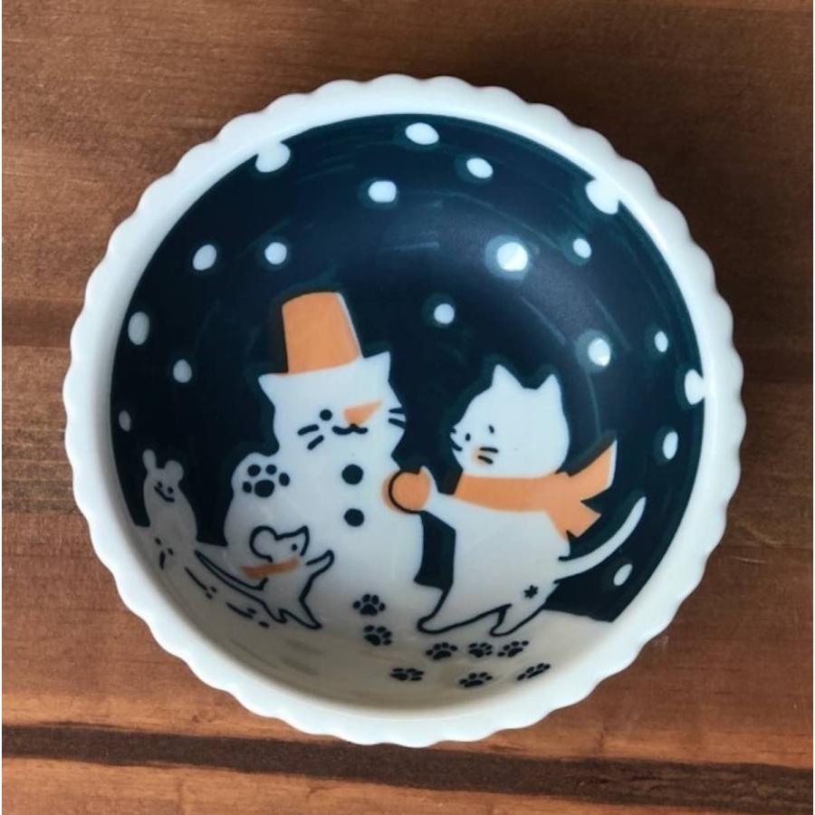 ねことにちようび 雪だるまつくろ 4.0鉢 小鉢 中鉢 食器 楕円鉢 ボウル