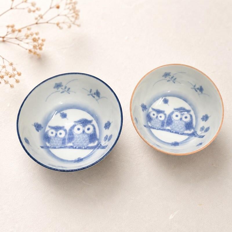 ふくろう 茶碗 おしゃれ 茶碗セット 夫婦茶碗 ご飯茶碗 日本製 ペア
