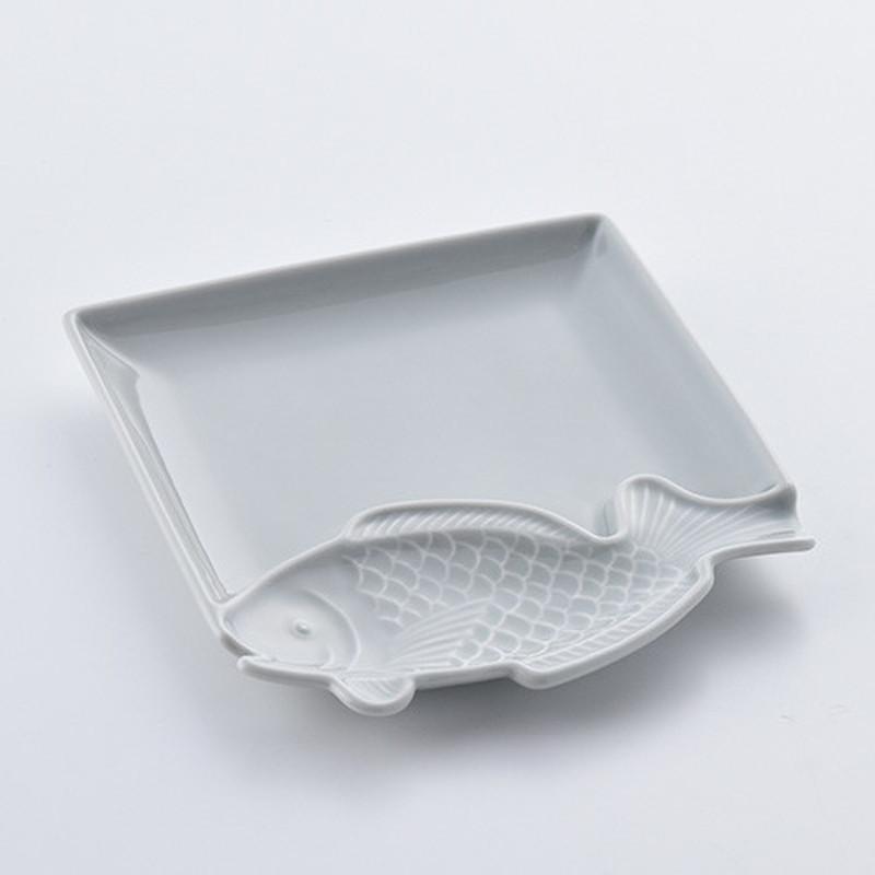石丸陶芸 取り皿 おしゃれ 波佐見焼 魚皿 トト皿 たい 鯛 グレー 角皿