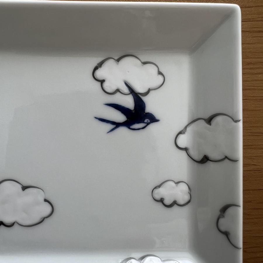 雲つばめ 正角皿 角皿 小皿 12cm おしゃれ 北欧 手描き 有田焼 食器 和