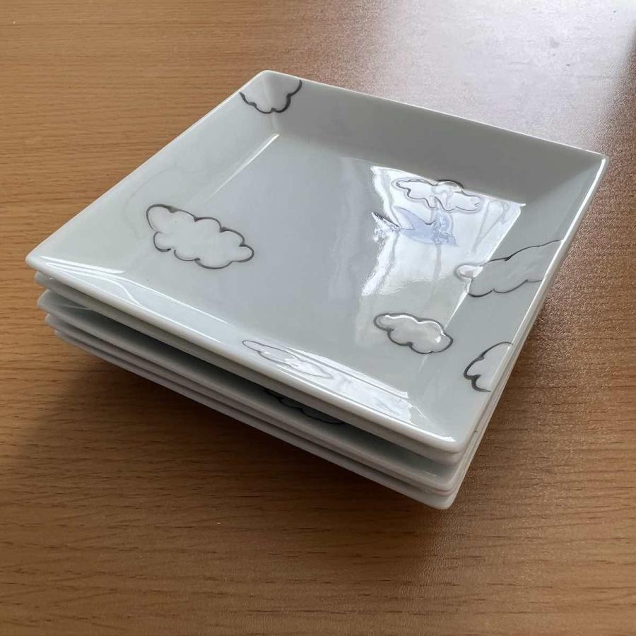 雲つばめ 正角皿 角皿 小皿 12cm おしゃれ 北欧 手描き 有田焼 食器 和