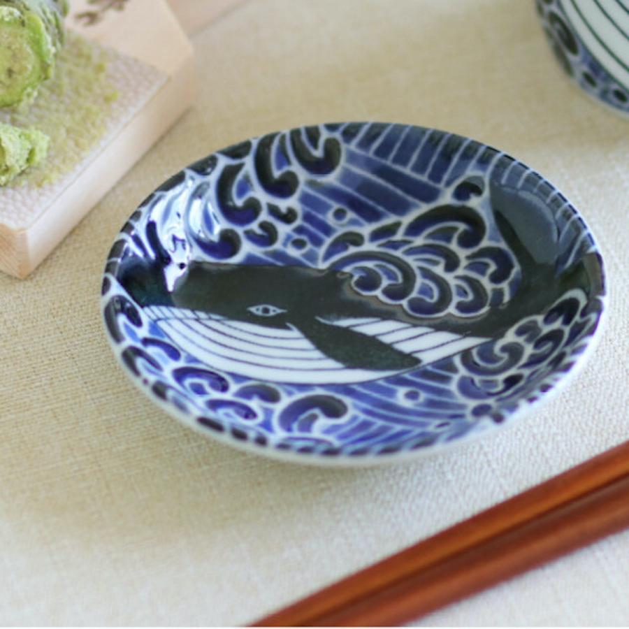 白波くじら 豆皿 小皿 醤油皿 おしゃれ 北欧 3寸小皿 美濃焼 和食器