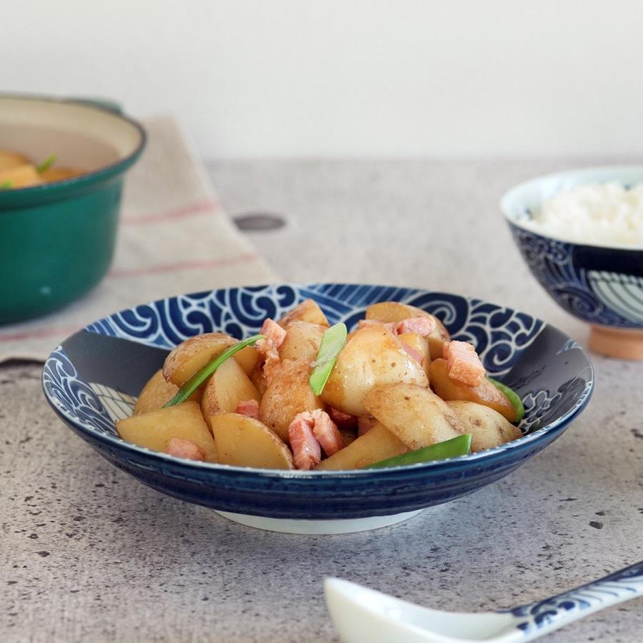 白波くじら 皿 深皿 22cm 中皿 大皿 カレー皿 おしゃれ クジラ 美濃焼