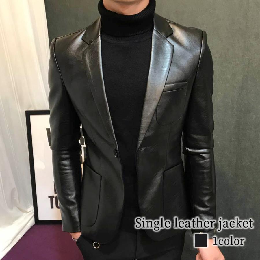 テーラードジャケット メンズ シングルレザージャケット 40代 春 秋 夏
