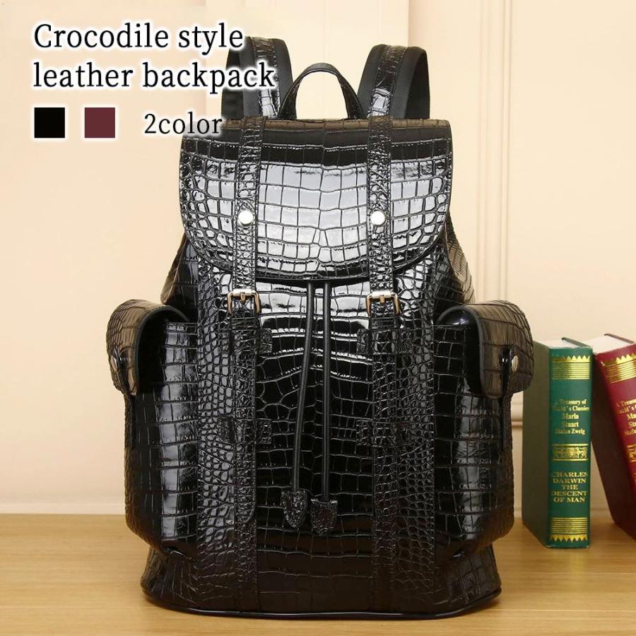 リュック メンズ クロコダイル調レザーリュック 通勤 安い 20代 レザー
