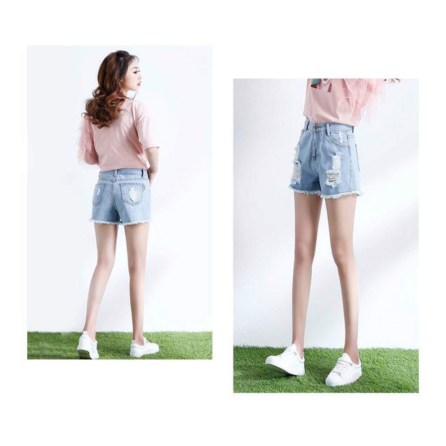ハーフパンツ レディース ダメージデニムショーパン 秋 春 ブランド 50