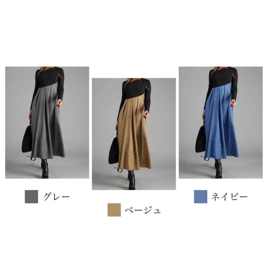 ワンピース レディース 切り替えロングワンピース 20代 上品 長袖 30代