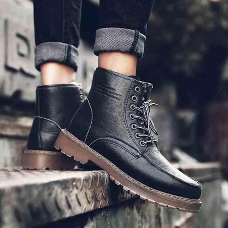 ブーツ メンズ シンプル かっこいい 防水 ブランド おしゃれ 革 黒