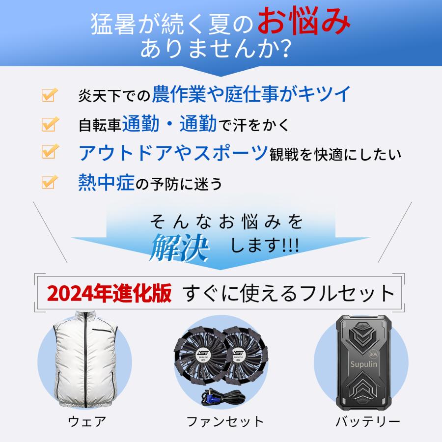 空調作業服 空調ウェア ベスト 19V 22V 30V バッテリー ファン セット エアコン服 空調作業着 冷却服 大風量 (株)空調服 製品[空調服 ベスト]と互換不可｜tokyokikakutenpo｜03