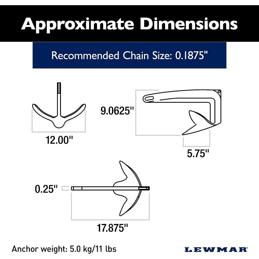 Lewmar 0058910 クローアンカー Ss マルチ 22ポンド　並行輸入品｜tokyootamart｜05