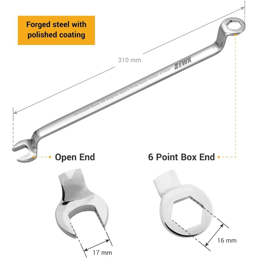EWK 17mm メルセデス スパークプラグ レンチ ブーツプラー V6 V8エンジン用 取り外し&取り付け M112 M113 取り外しツール　並行輸入品｜tokyootamart｜02