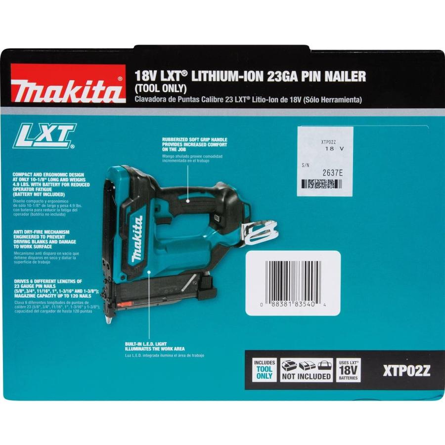 Makita XTP02Z 18V LXT Lithium-Ion Cordless 1-3/8inch Pin Nailer  23 Gauge  Tool Only　並行輸入品｜tokyootamart｜09