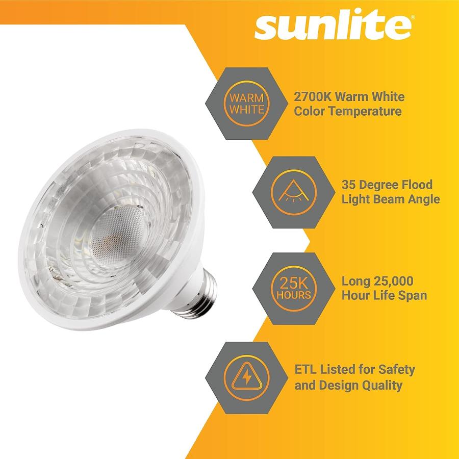 Sunlite 40979-SU LED PAR30 Short Neck Flood Light Bulb  9 Watt  (75W Equivalent)  750 Lumens  Medium Screw (E26) Base  Dimmable  ETL Listed  Energy｜tokyootamart｜03