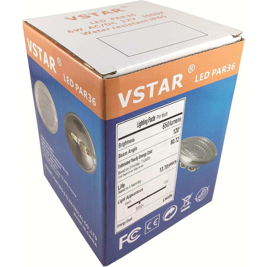 VSTAR LED PAR36 Bulb 6W 650-750lm(35W Halogen Equivalent) 3000K Warm White Water Resistant Non-dimmable 2 Pack　並行輸入品｜tokyootamart｜05