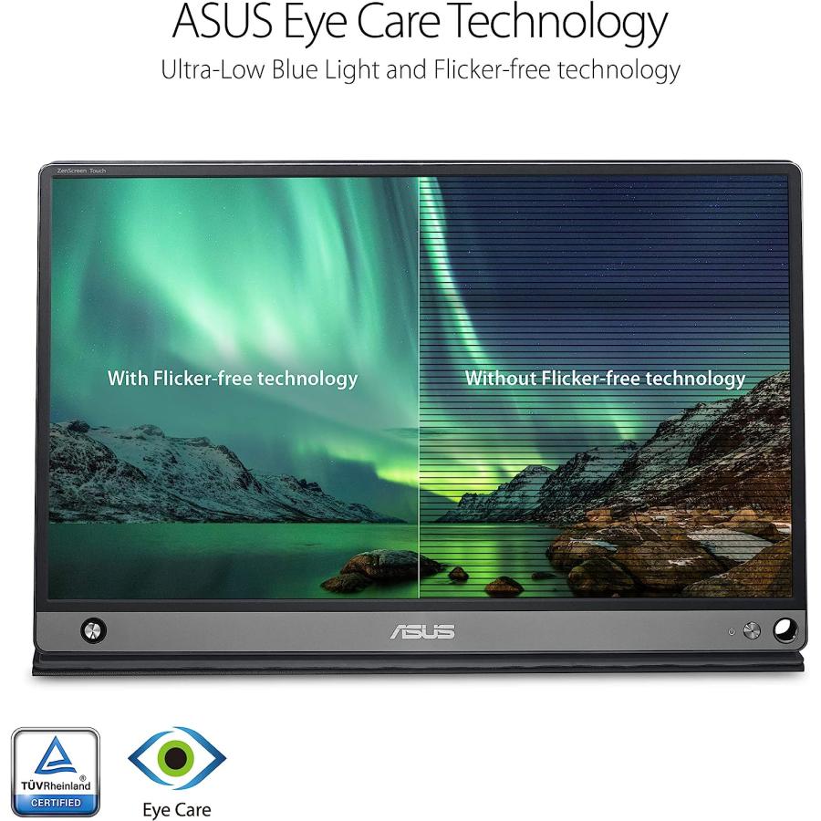 年末のプロモーション大特価！ Asus Zenscreen MB16AMT 15.6inch Full HD Portable Monitor Touch Screen IPS Non-Glare Built-in Battery and Speakers Eye Care USB Type-C Micro HDMI W/