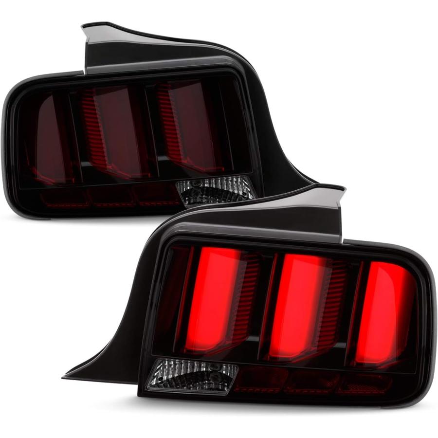 国内正規新品 AKKON - Fits 2005-2009 Ford Mustang LED [Red Tube] Chrome Smoked Tail Lamp Brake Lights w/Sequential Signal Pair Left + Right　並行輸入品