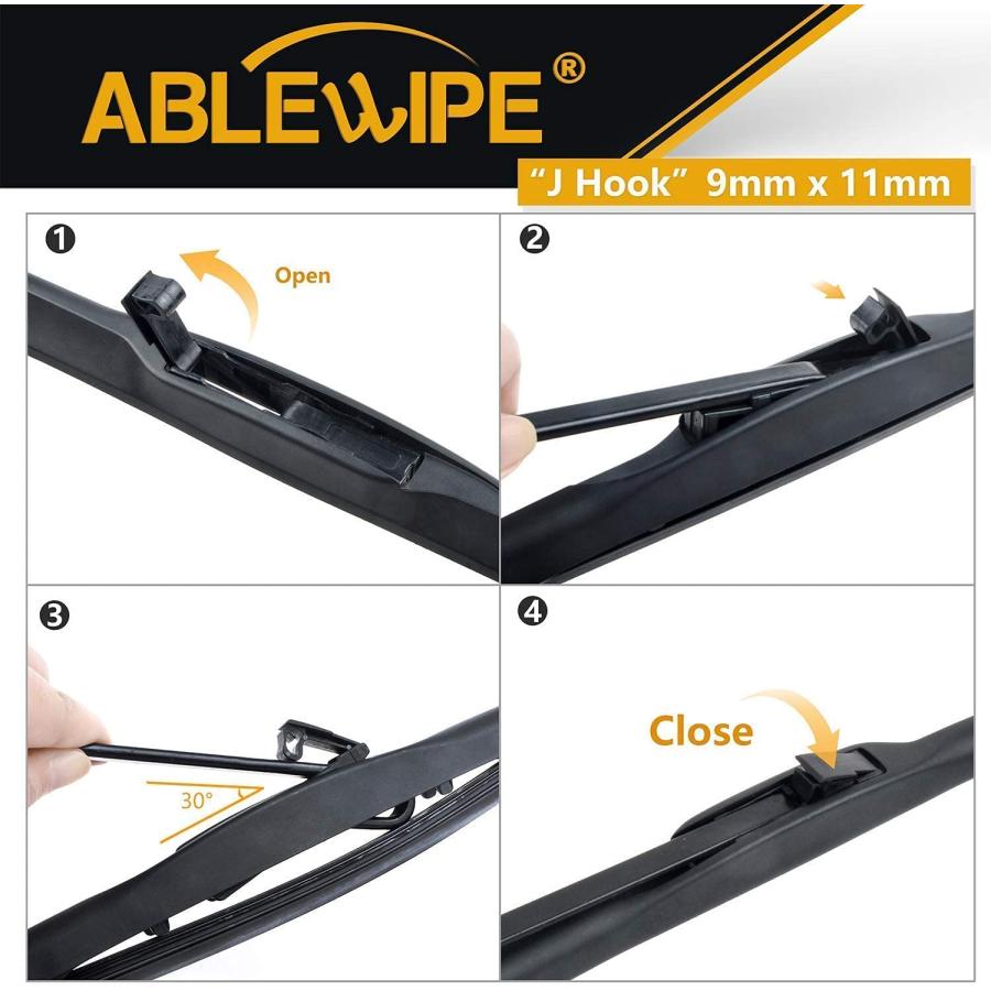 ABLEWIPE Windshield Wiper 26inch + 20inch Front Window J/U Hook Wiper Blades Model 21O29(Set of 2)　並行輸入品｜tokyootamart｜09