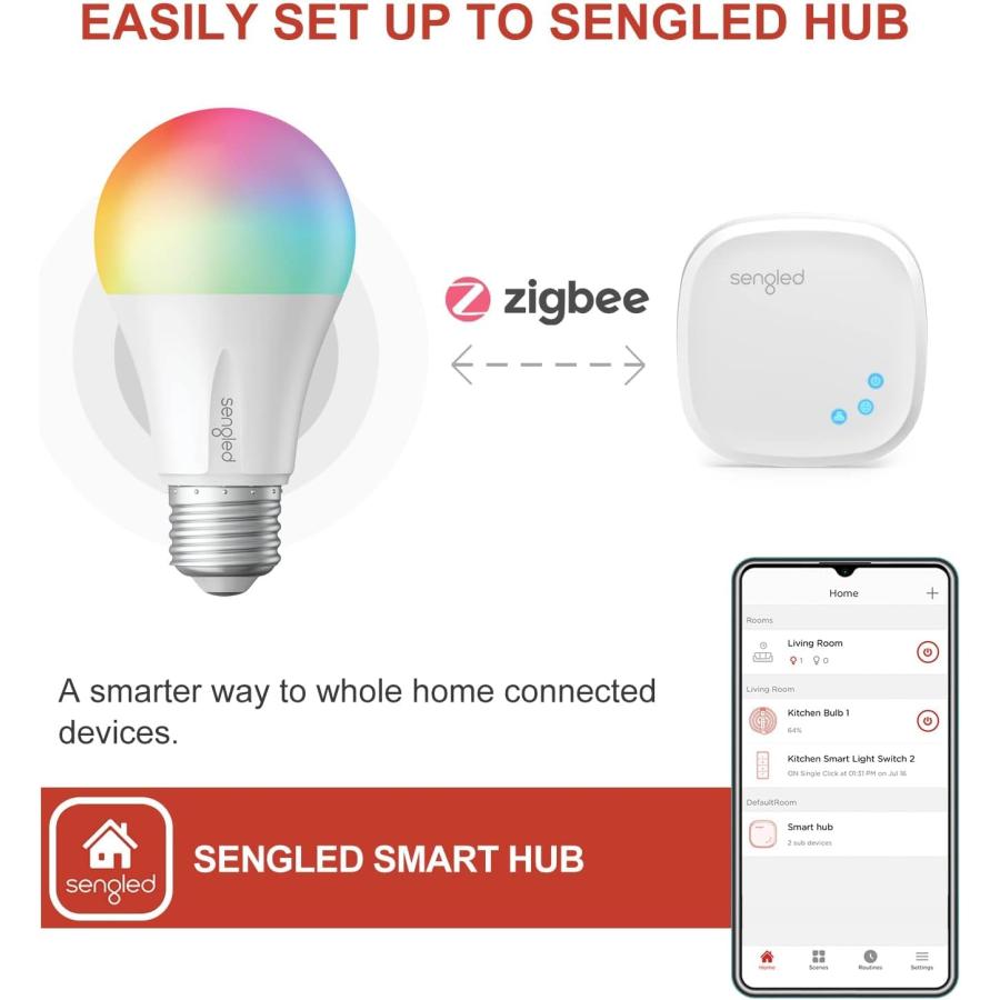 Sengled Zigbee Smart Light Bulbs  Smart Hub Required  Works with SmartThings and Echo with Built-in Hub  Voice Control with Alexa and Google Home｜tokyootamart｜04