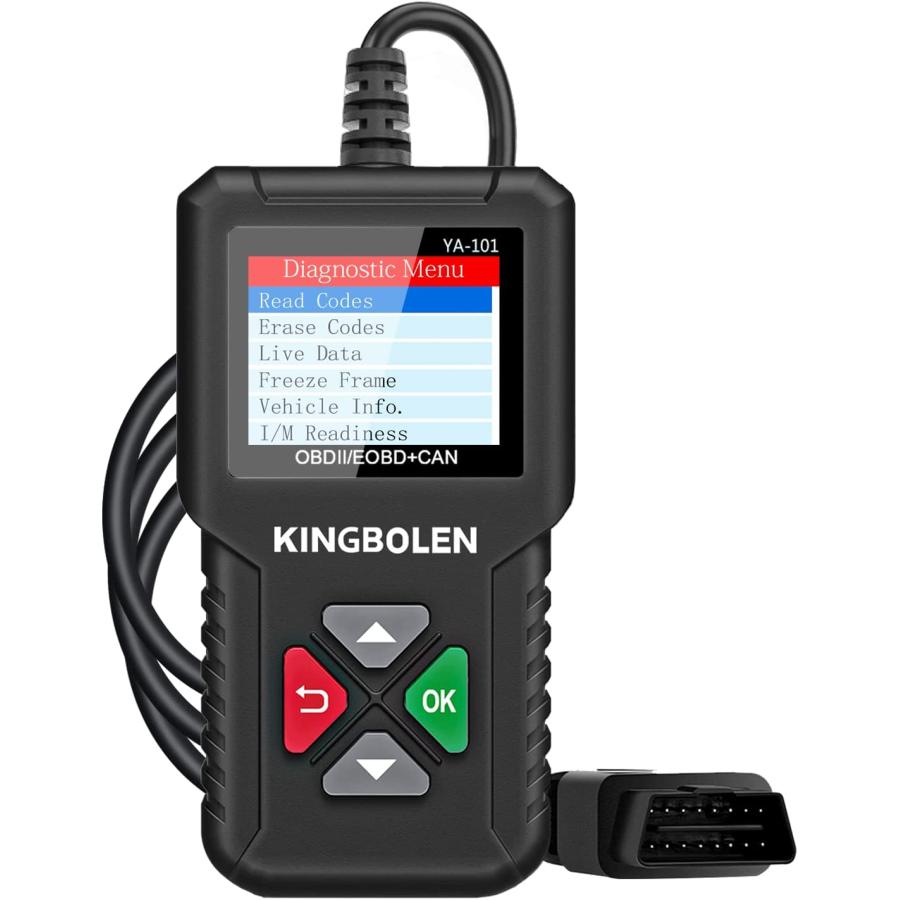 KINGBOLEN OBD2スキャナー YA101 コードリーダー ユニバーサル自動車エンジンライト チェックスキャンツール O2センサーと