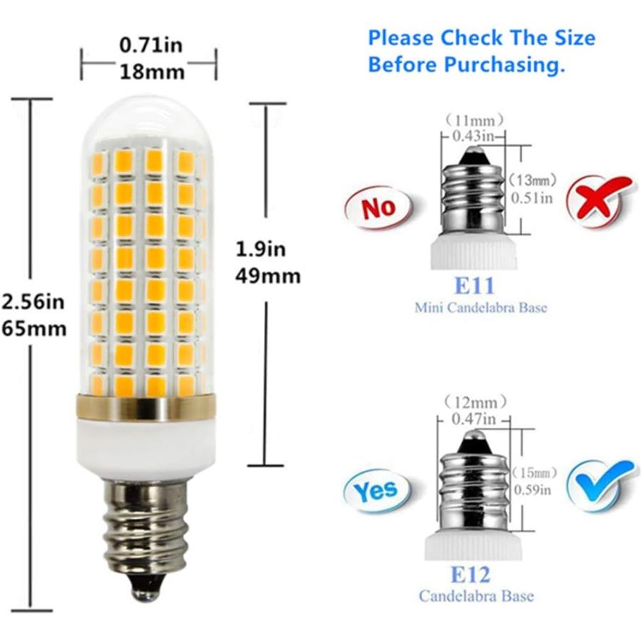 E12 LED Bulbs 8W Dimmable Candelabra Light Bulbs Equivalent 75W Halogen