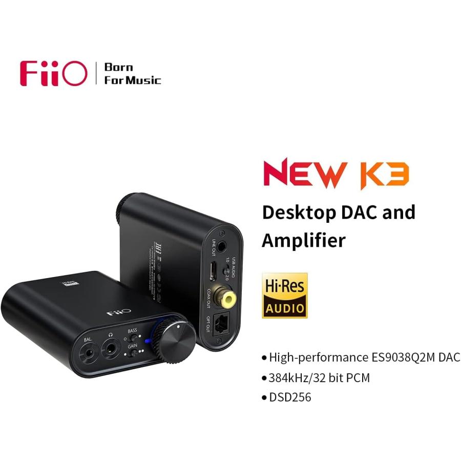 FiiO NEWK3 アンプ ヘッドホン アンプ ポータブル 高解像度 384kHz/32bit DSD256 USB Type-C ロスレス PC/ノートパソコン/スマートフォン/スピーカー ホーム｜tokyootamart｜02