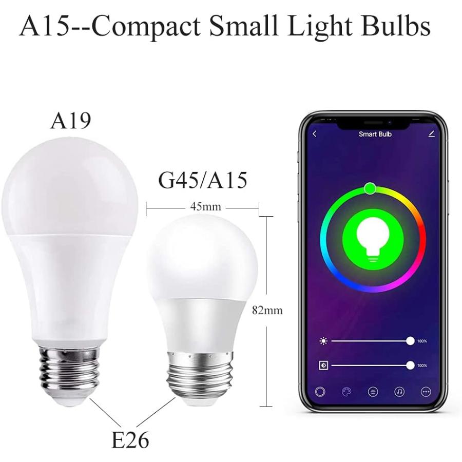 DOGAIN Smart Light Bulbs A15 RGB Dimmable Color Changing Light Bulb Compatible with Alexa Google Home  WiFi LED Smart Bulb E26 Base 500LM 40W Equiv｜tokyootamart｜07