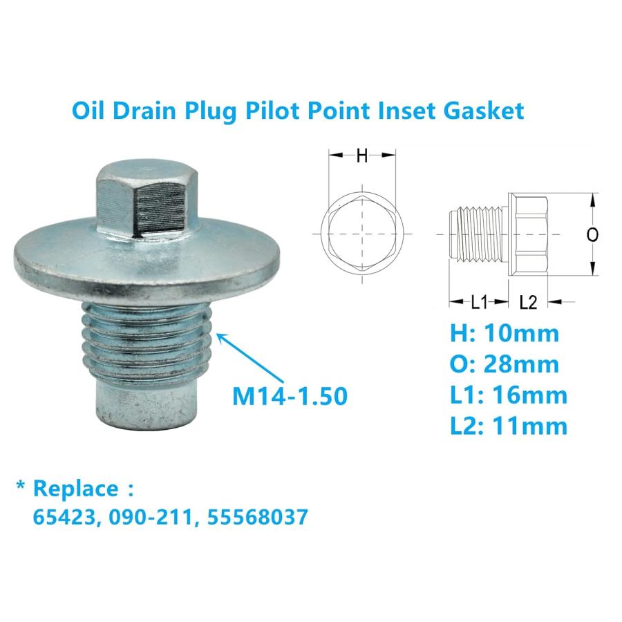 Dsnaduo オイルドレインプラグ パイロットポイント成形ガスケット 5個 M14x1.5mm シボレー 2011-16 シボレー アンコール ELR Cruze Sonic Trax Volt、Buick、｜tokyootamart｜02