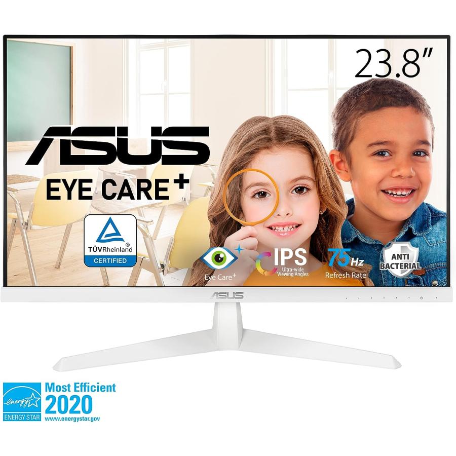 ASUS VY249HE-W 23.8” 1080P Monitor - White  Full HD  75Hz  IPS  Adaptive-Sync/FreeSync  Eye Care Plus  Color Augmentation  Rest Reminder  HDMI  VG｜tokyootamart｜02
