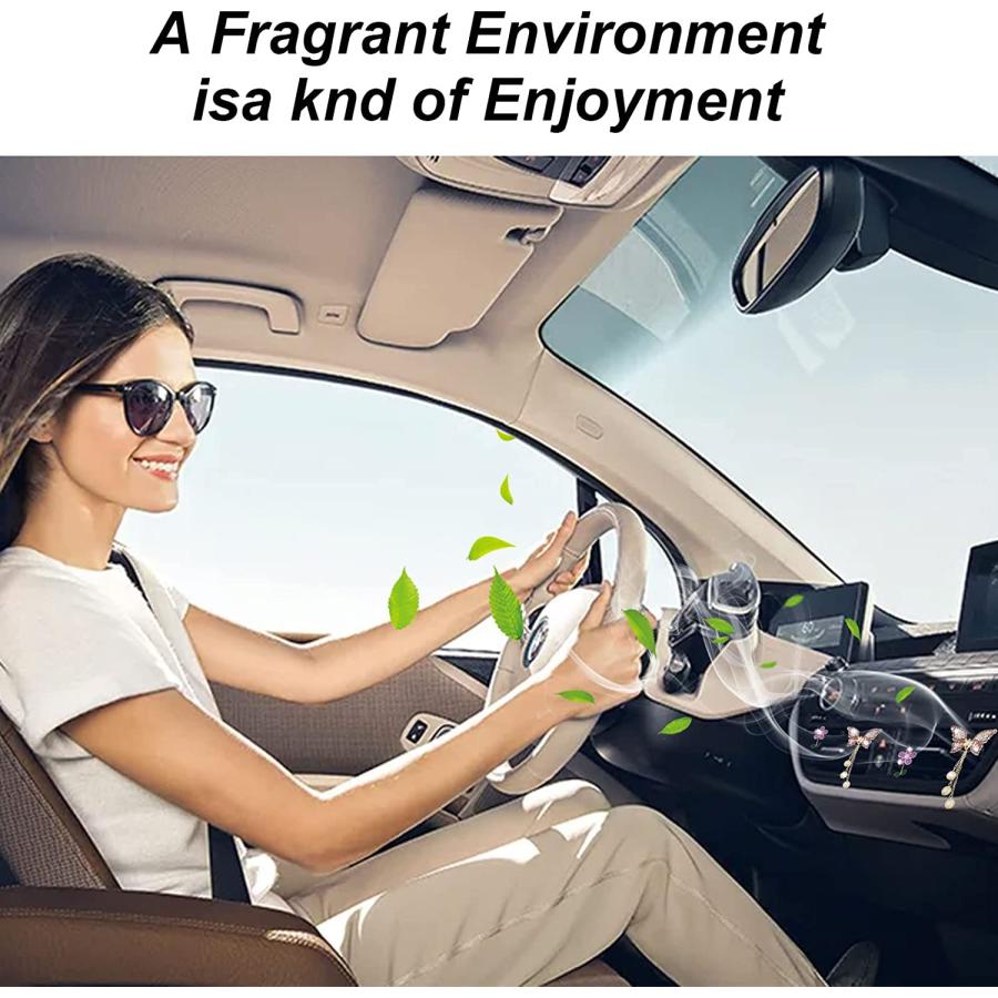 公式通販サイト XHHSQE 4 Pcs Car Air Vent Clips Cute Butterfly Car Clip Bling Car Accessories for Women Car Aromatherapy Vent Clips Car Crystal 1.7x1.7x0.65