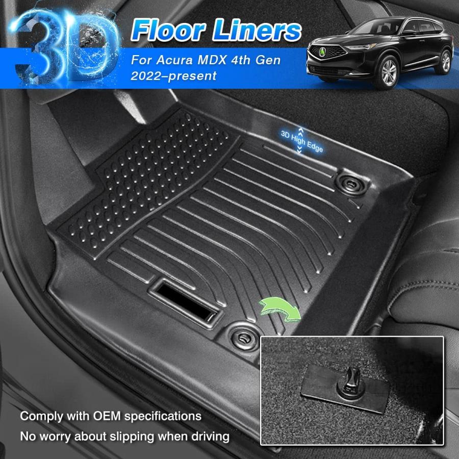 Cartist Custom Fit for Floor Mats Acura MDX 2022 2023 (7 Seat Only) All