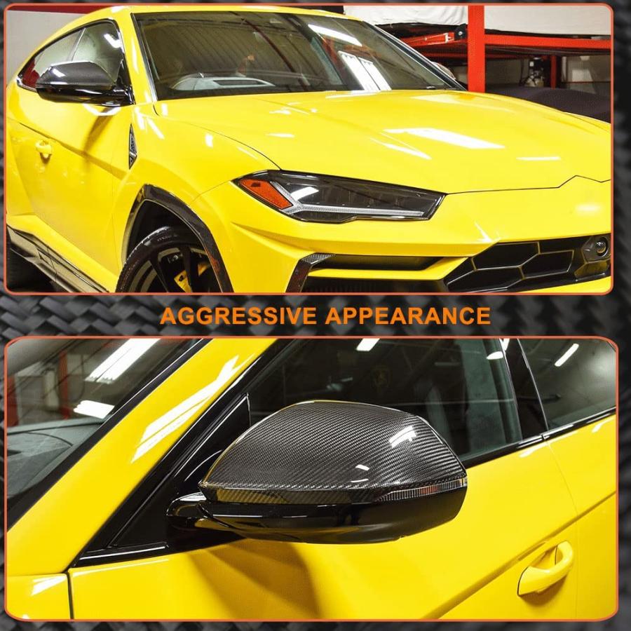 MCARCAR KIT Dry Carbon Fiber Mirror Covers for Lamborghini Urus for Audi Q8 2018-2021 Add on Style Side Rearview Mirror Caps Car Exterior Outside She｜tokyootamart｜02