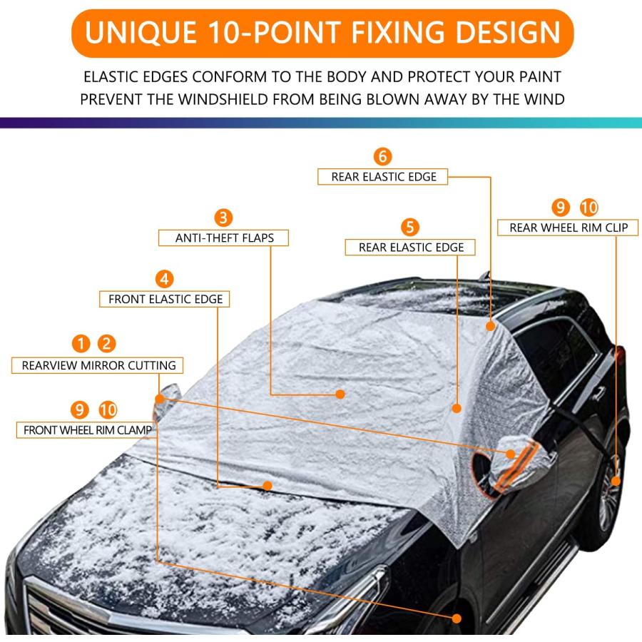 Premium Snow Windshield Cover by Glare Guard,Car Windshield Snow Cover for  Ice, Sleet, Hail and Frost Protection,Universal 80in x 40in Frost-Guard  fits Cars, Trucks and SUVs 