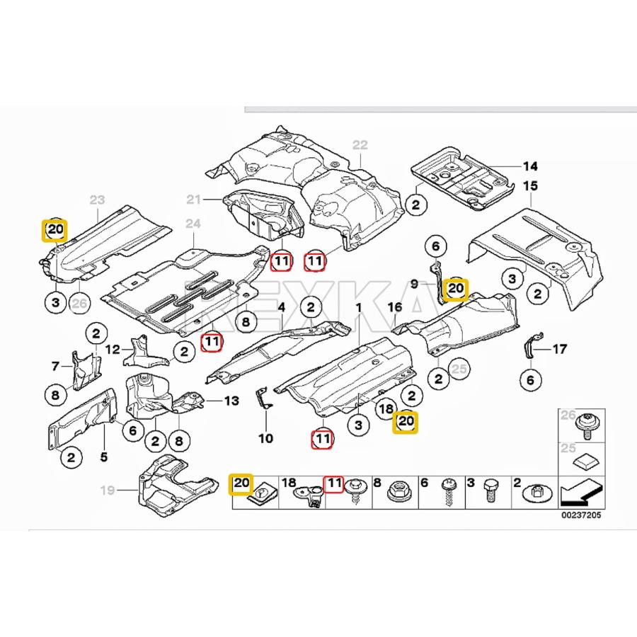 Rexka エンジンアンダーカバーフェンダーライナースクリュークリップキット 15セット BMW E90 E91 E92 E93 07147129160 07147330002用　並行輸入品｜tokyootamart｜04