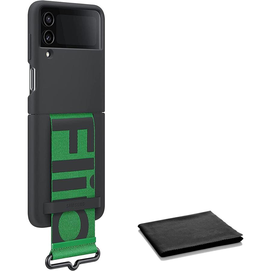 SAMSUNG Galaxy Z Flip 4 シリコンストラップカバー、フィンガーグリップ付き携帯電話保護ケース、米国版、黒、クリーニングクロス付き　並行輸入品｜tokyootamart｜03