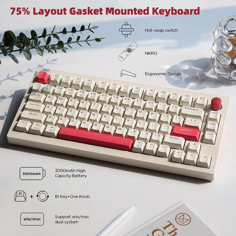 割引卸売 YUNZII James Donkey A3 Gasket Mechanical Gaming Keyboard with PBT Keycaps 75% Hot Swap Wireless NKRO Keyboard with Knob Bluetooth/Wired/2.4GHz fo