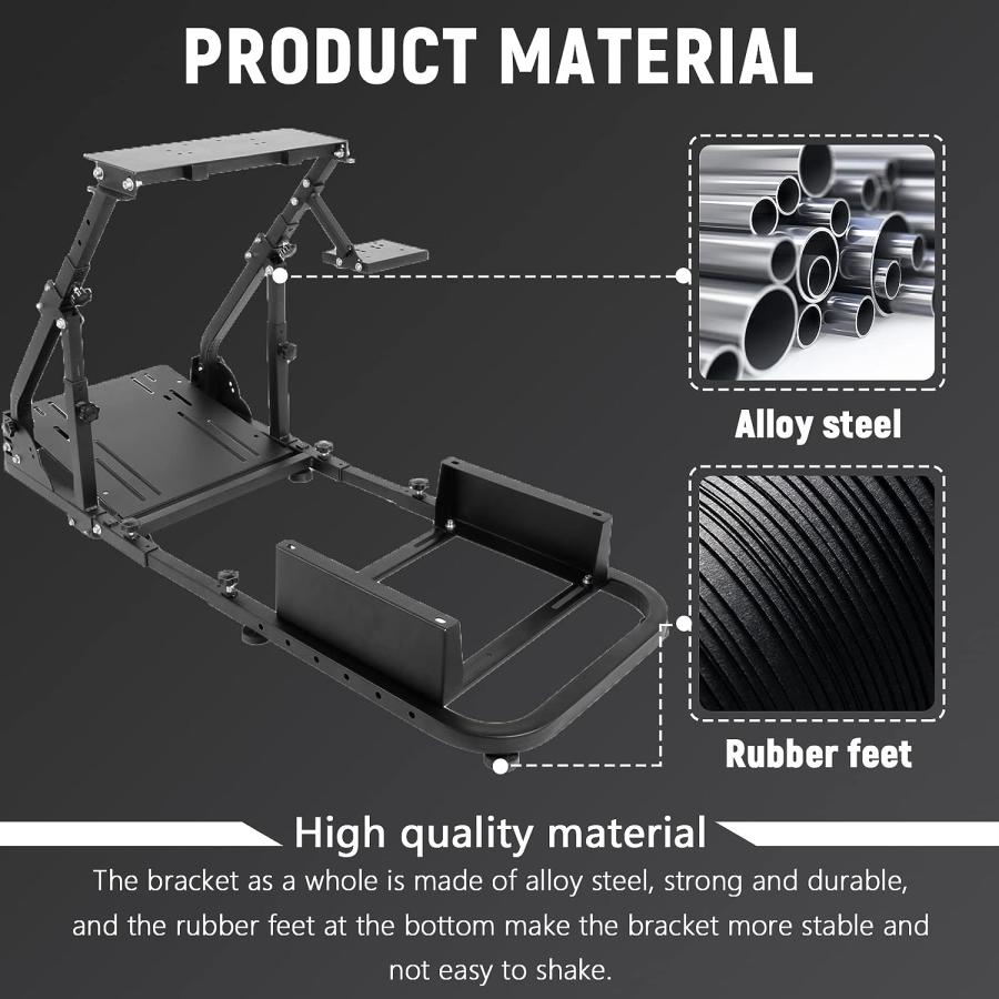 Gazzyt Adjustable Racing Simulator Cockpit Stand with Support Arms fit for Logitech G920 G27 G29 Thrustmaster T300RS T300 T248 Steering Wheel Shift｜tokyootamart｜03